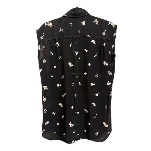 GOLDEN GOOSE Delux Brand Black Silk Floral Shirt Blouse Top Women's Size Small - Picture 7 of 10
